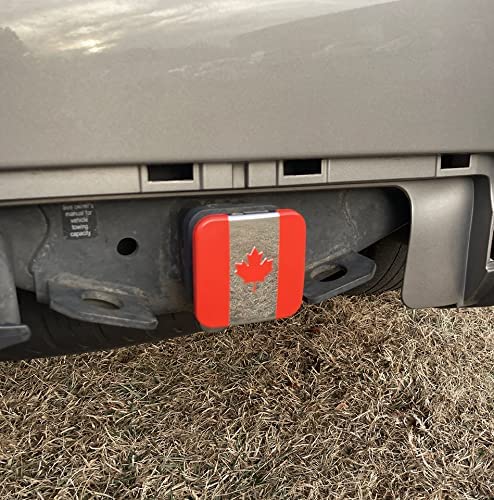 Canada Metal Flag Hitch Cover Plug (Fits 2" Receiver, Red/Chrome)