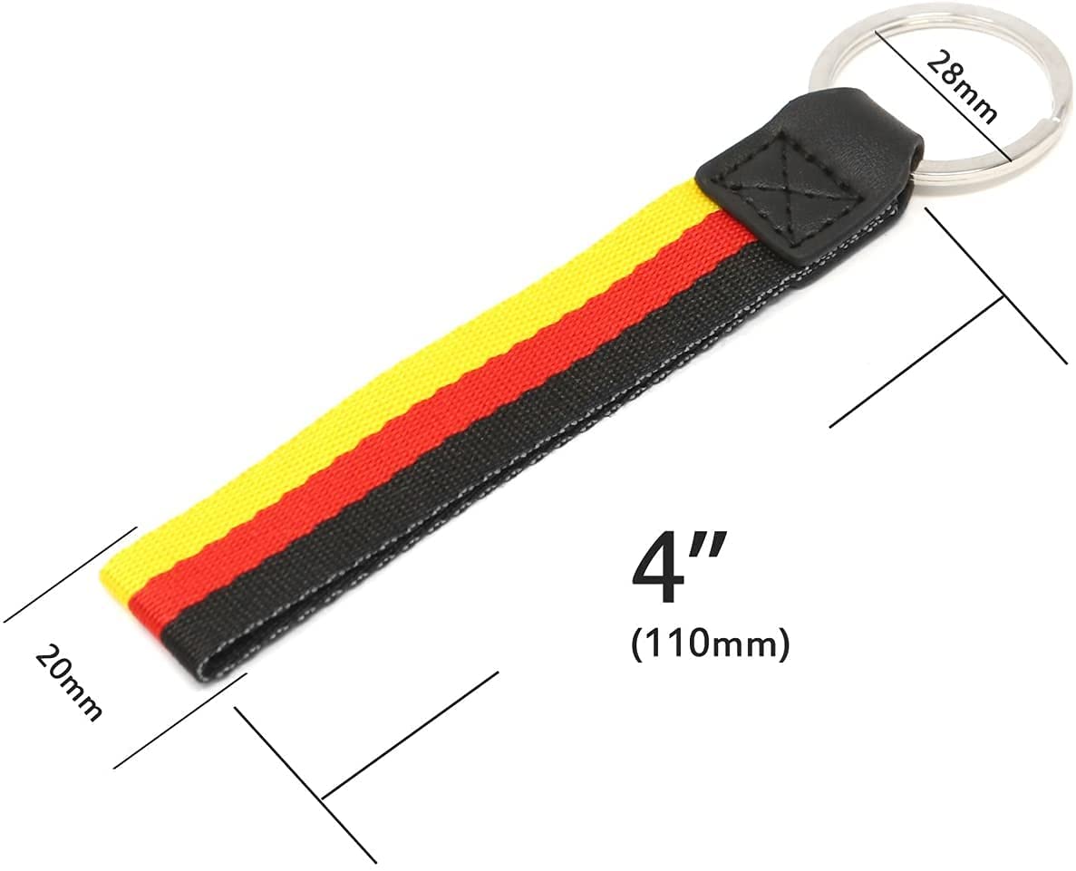 German Leather Stripe Ribbon Keychain Nylon Band Key Chain