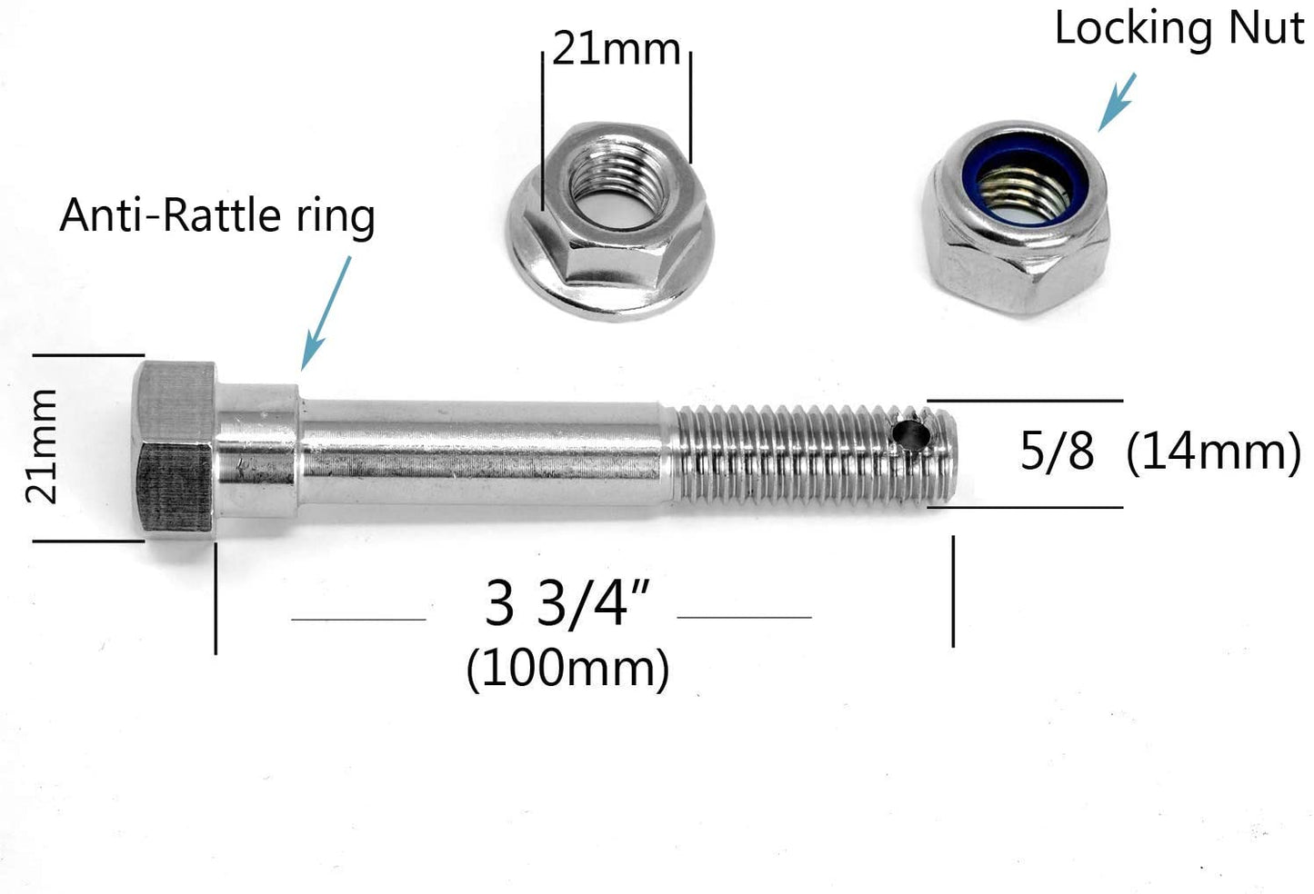 eVerHITCH Trailer Hitch Cover Anti-Rattle Stainless Steel Hitch Pin Bolt