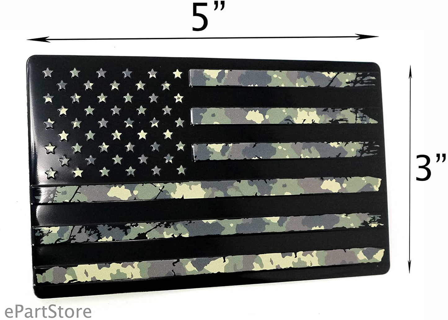 USA American 3D Metal Flag Auto Emblem for Cars Trucks (5"x3", Military Black)