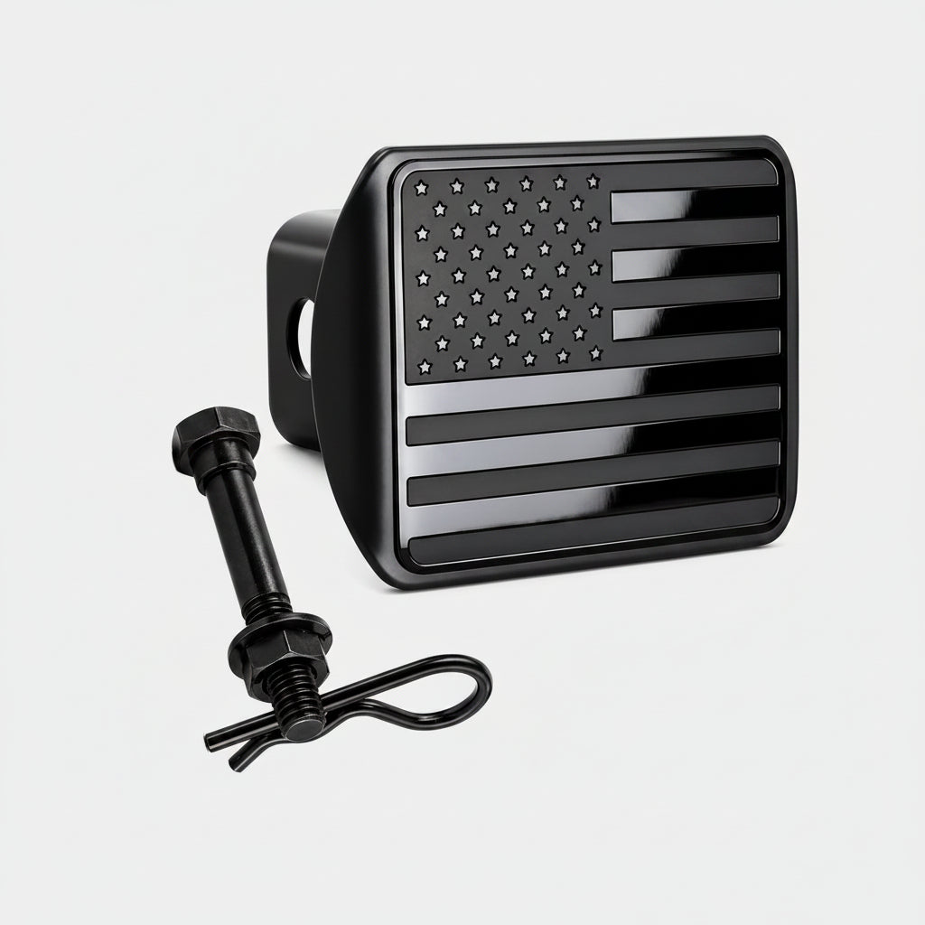 eVerHITCH American Black Flag Metal Trailer Hitch Cover