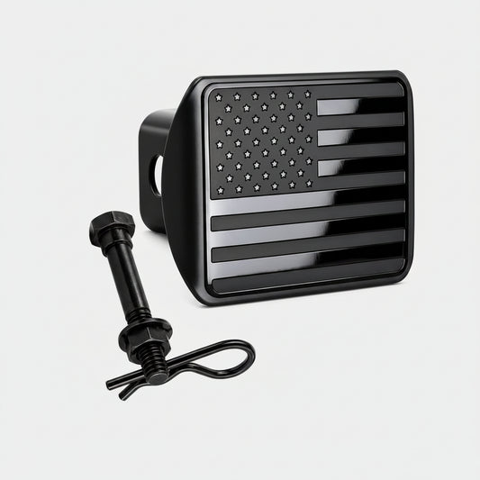 eVerHITCH American Black Flag Metal Trailer Hitch Cover