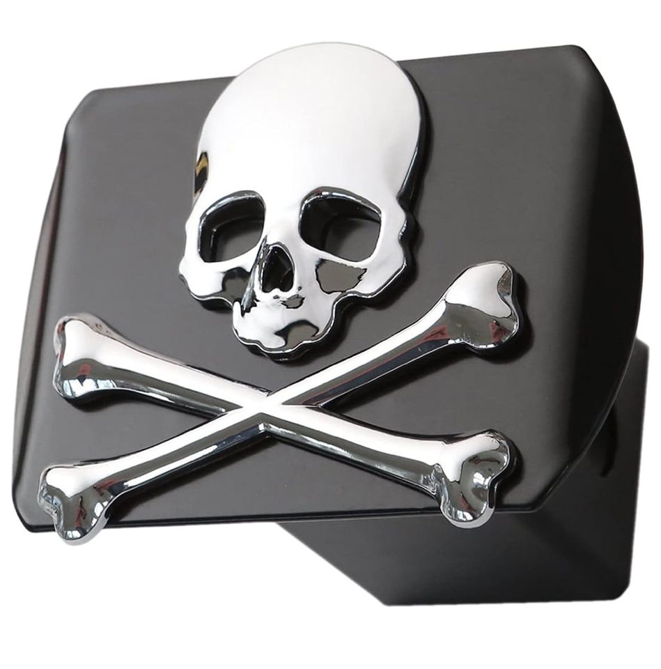 LFPartS Chrome Skull Crossbones Metal Hitch Cover