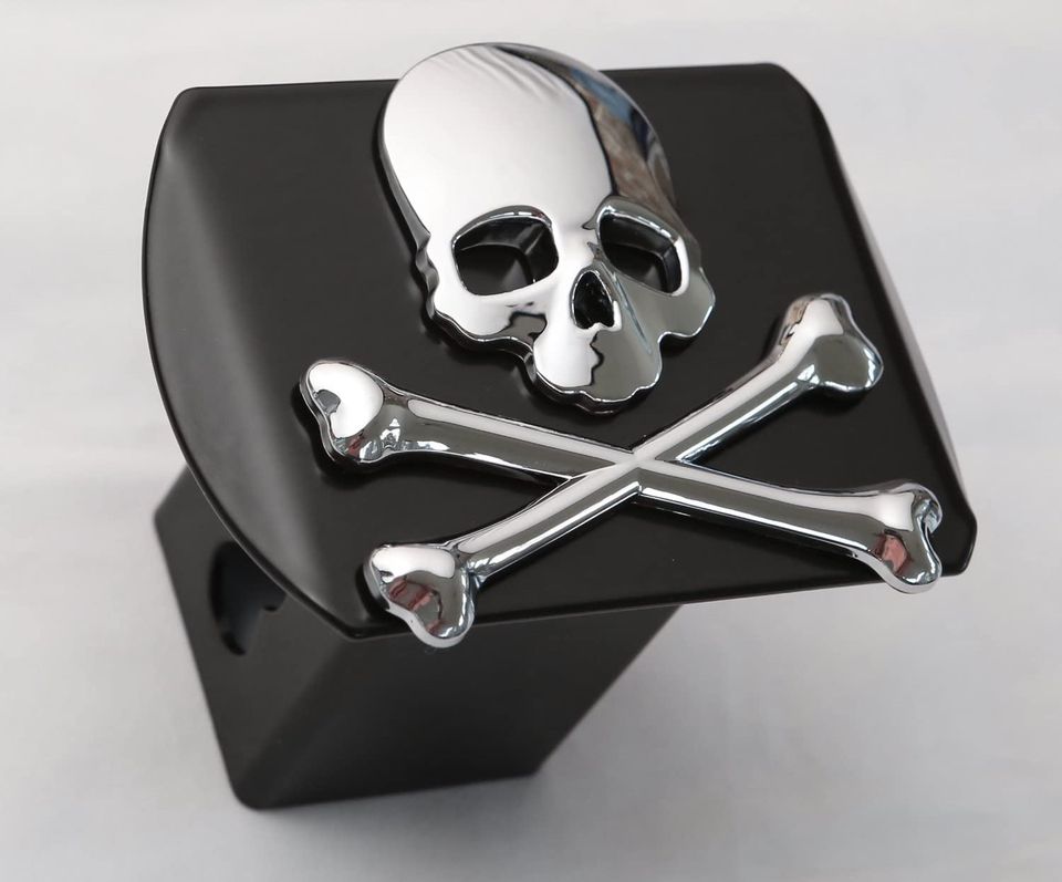 LFPartS Chrome Skull Crossbones Metal Hitch Cover