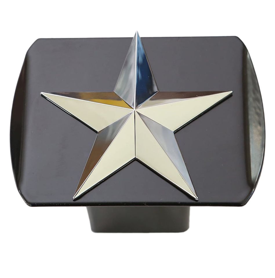 LFPartS Chrome Texas Star, Black Metal Hitch Cover