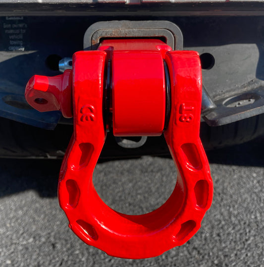 2" Red Aluminum Hitch Receiver D Ring Tow Mount + Mega Shackle + 5/8" Pin
