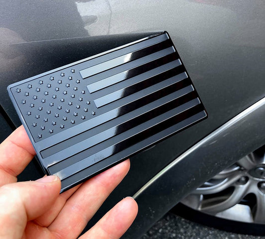 USA Black Metal Flag Emblem for Cars, Trucks 5"x 3" 1pcs