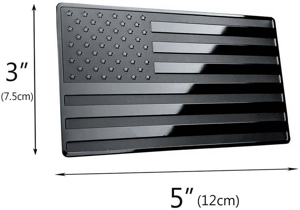 USA Black Metal Flag Emblem for Cars, Trucks 5"x 3" 1pcs