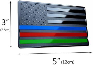 USA Black with Blue, Green, Red line Flag Metal Trailer Hitch Cover (Fits 1.25", 2", 2.5", and 3" Receivers)