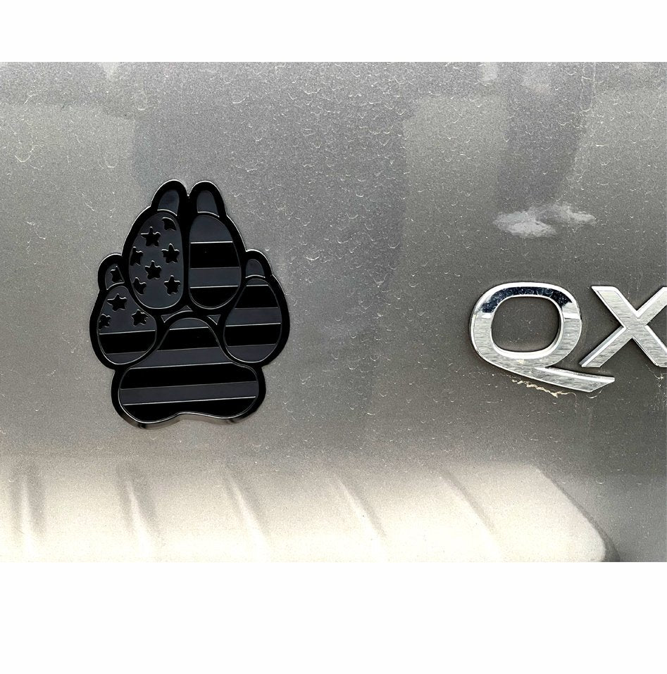 Magnet American Flag Dog Paw K9 Unit Auto Fender Emblem for Cars Trucks (3"x4", 2pcs)