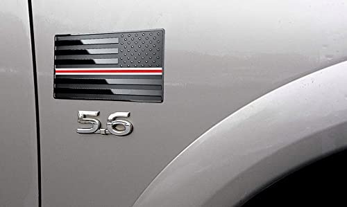 USA American Black Flag Metal Auto Emblem for Cars Trucks 2pcs Forward and Reverse Set (5"x3", Nurse Support Line)