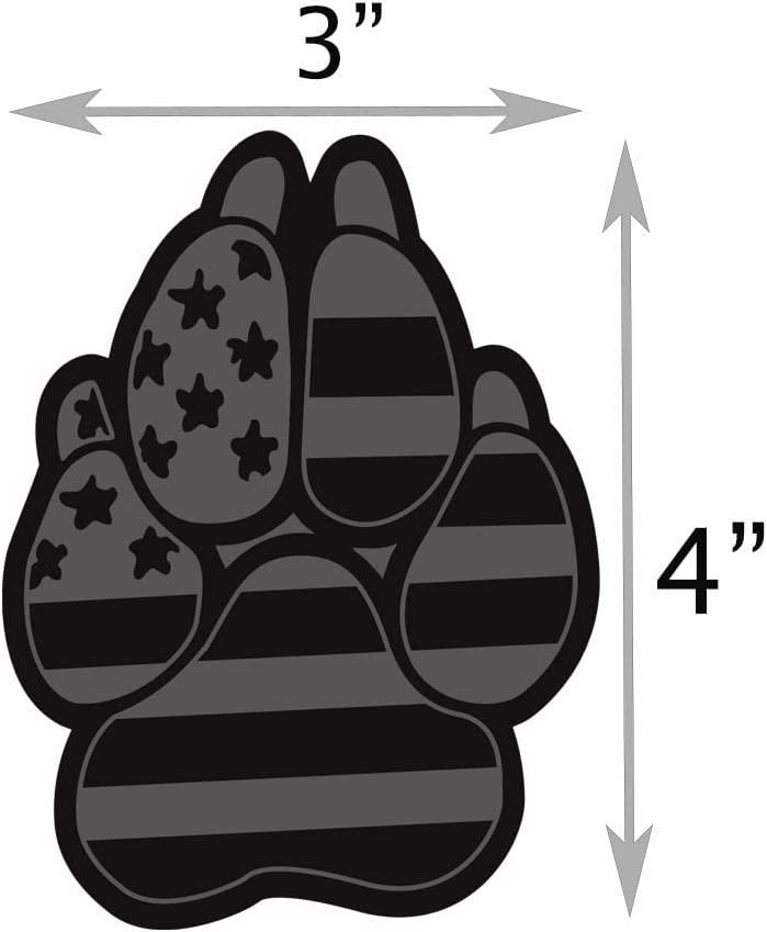 Magnet American Flag Dog Paw K9 Unit Auto Fender Emblem for Cars Trucks (3"x4", 2pcs)