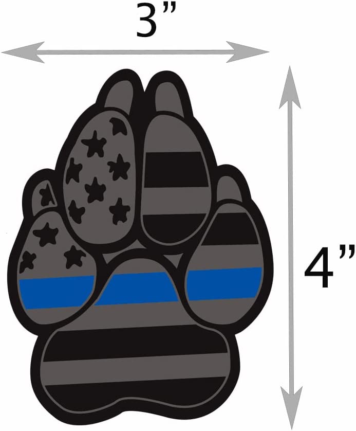 Magnet American Flag Dog Paw K9 Unit Auto Fender Emblem for Cars Trucks (3"x4", 2pcs)