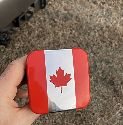 Canada Metal Flag Hitch Cover Plug (Fits 2" Receiver, Red/Chrome)
