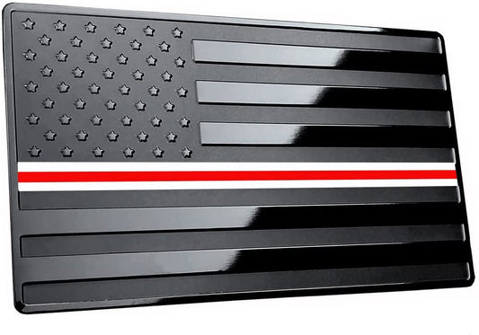 USA Black Metal Flag Emblem for Cars, Trucks 5"x 3" 1pcs (Nurse Support Line)