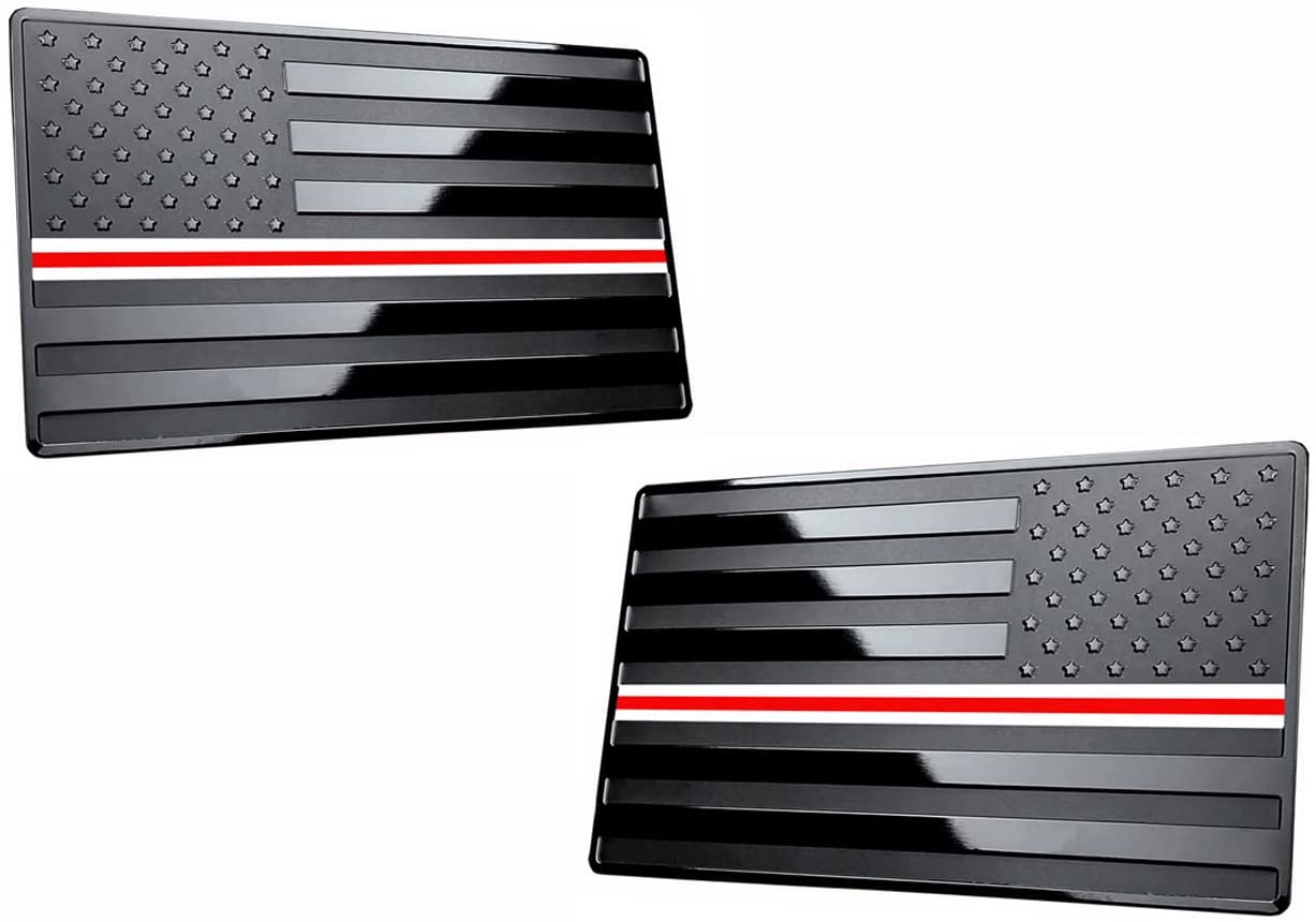 USA American Black Flag Metal Auto Emblem for Cars Trucks 2pcs Forward and Reverse Set (5"x3", Nurse Support Line)