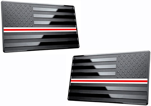 USA American Black Flag Metal Auto Emblem for Cars Trucks 2pcs Forward and Reverse Set (5"x3", Nurse Support Line)