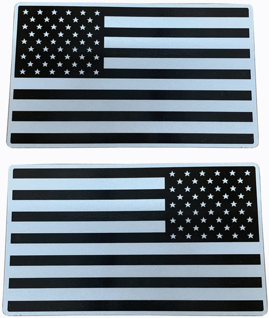 5"x3" Magnet American Flag Auto Decal for Cars Trucks, 2pcs Forward and Reverse Set (Black and White)