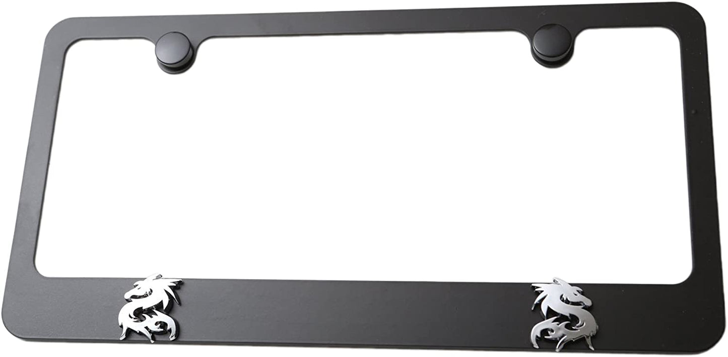 LFPartS Dragon 3D Chrome Emblem Steel License Plate Frame