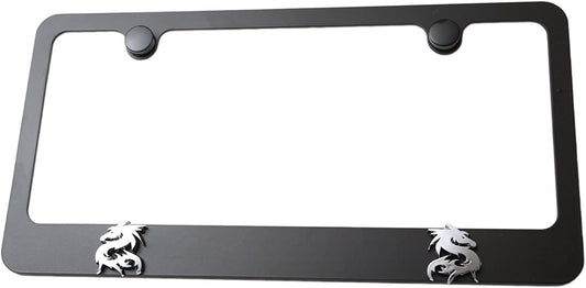 LFPartS Dragon 3D Chrome Emblem Steel License Plate Frame