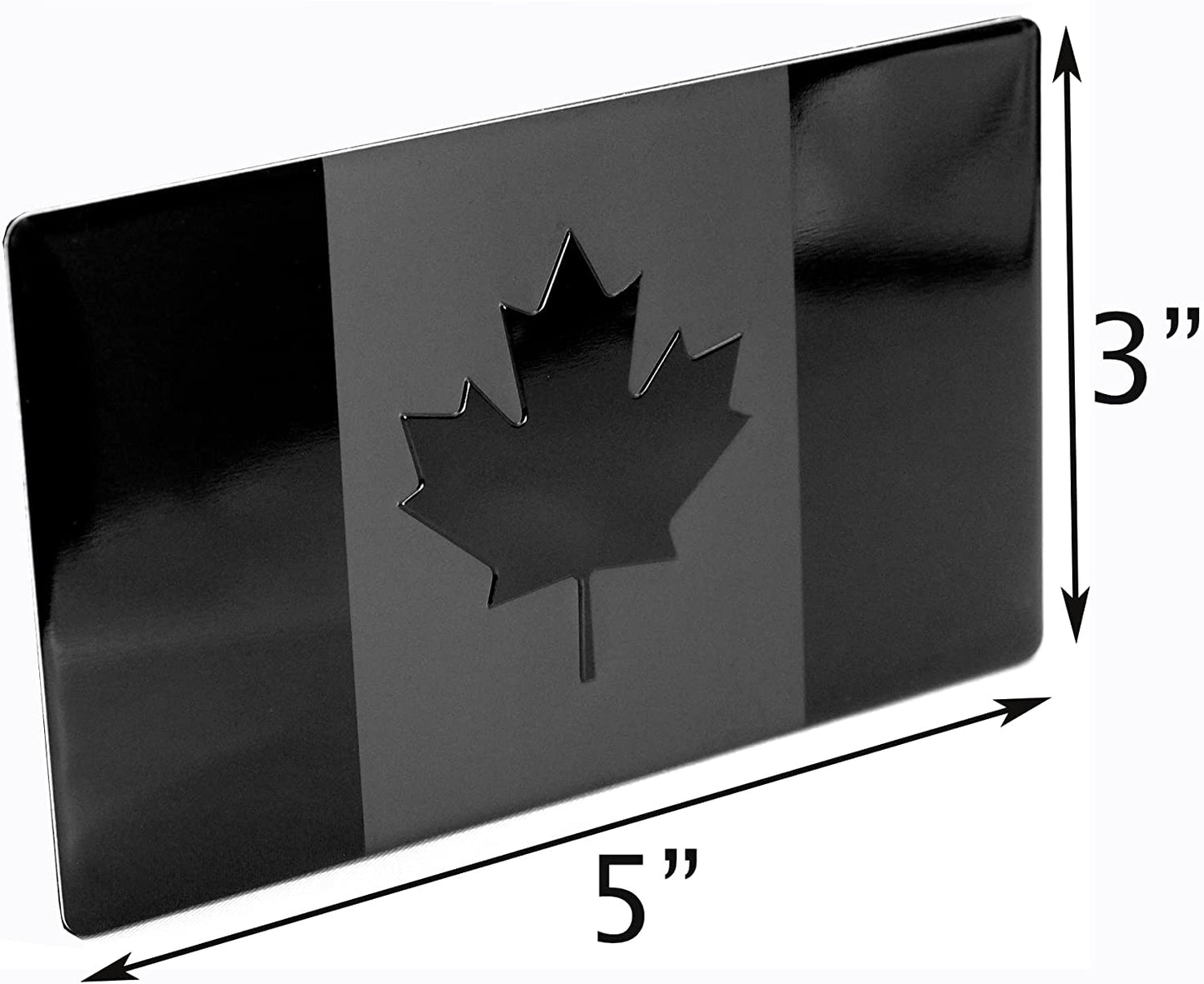 Canada Flag Black Metal Auto Emblem for Cars Trucks (5"x3", Black 1-Pack)