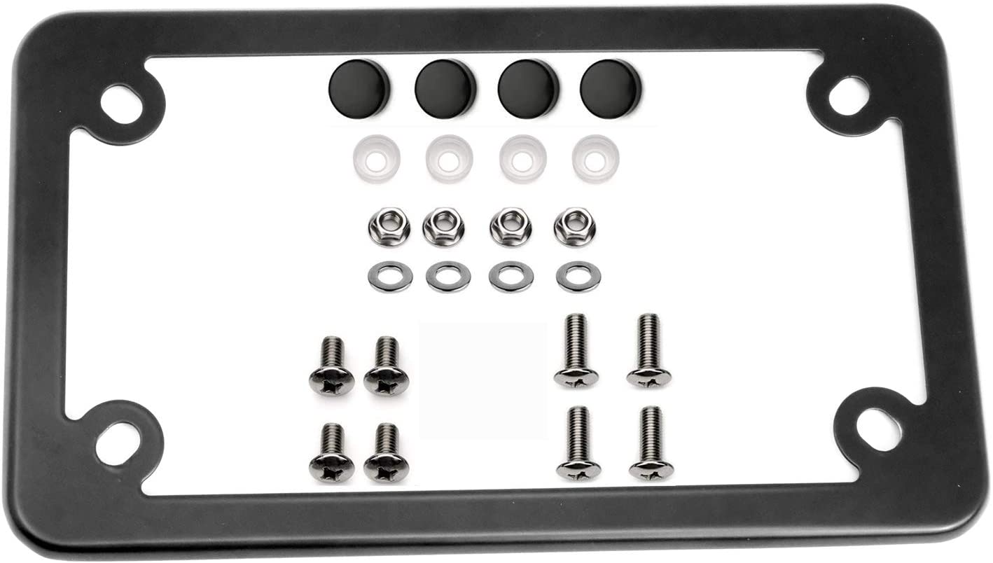 LFPartS Black Motorcycle Stainless Steel License Plate Frame