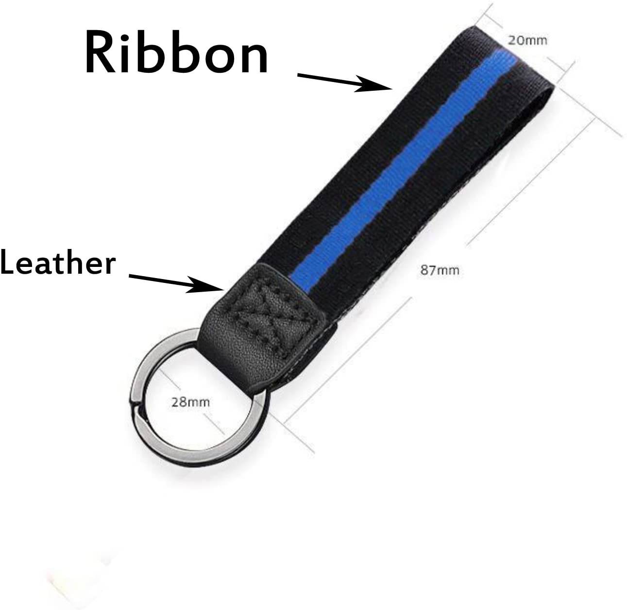 LFPartS Leather Ribbon Key Chain (Thin Blue Line Keychain)