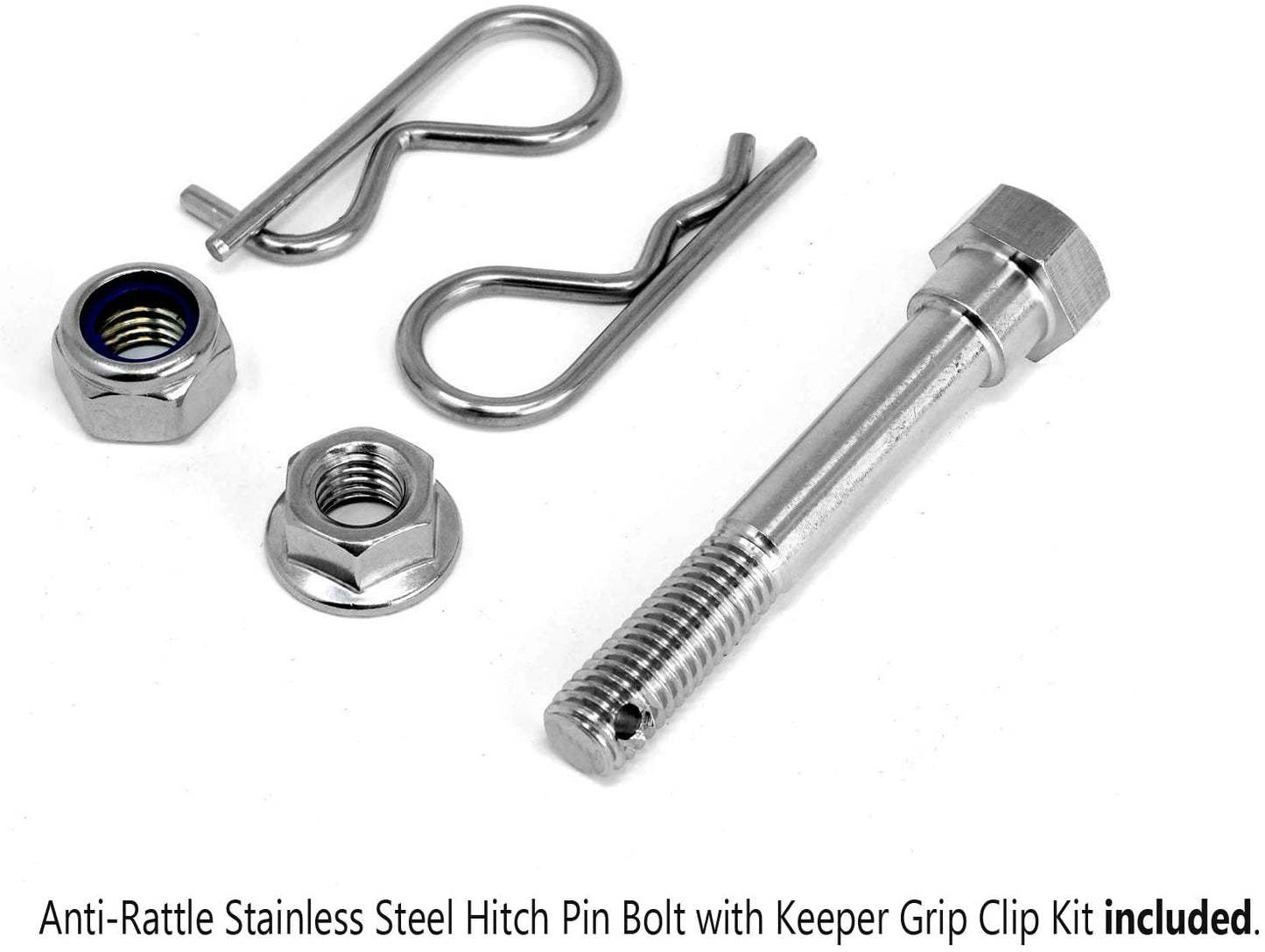 eVerHITCH Trailer Hitch Cover Anti-Rattle Stainless Steel Hitch Pin Bolt