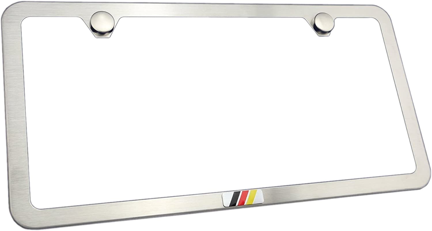 German Flag Metal Emblem Slim Style Stainless Steel License Plate Fram ...