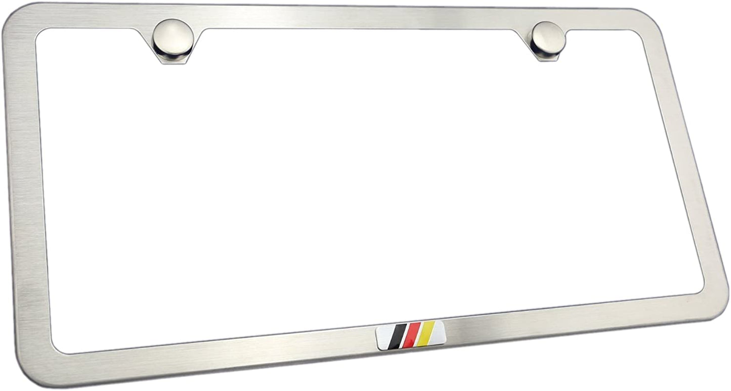 German Flag Metal Emblem Slim Style Stainless Steel License Plate Frame