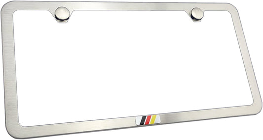 German Flag Metal Emblem Slim Style Stainless Steel License Plate Frame