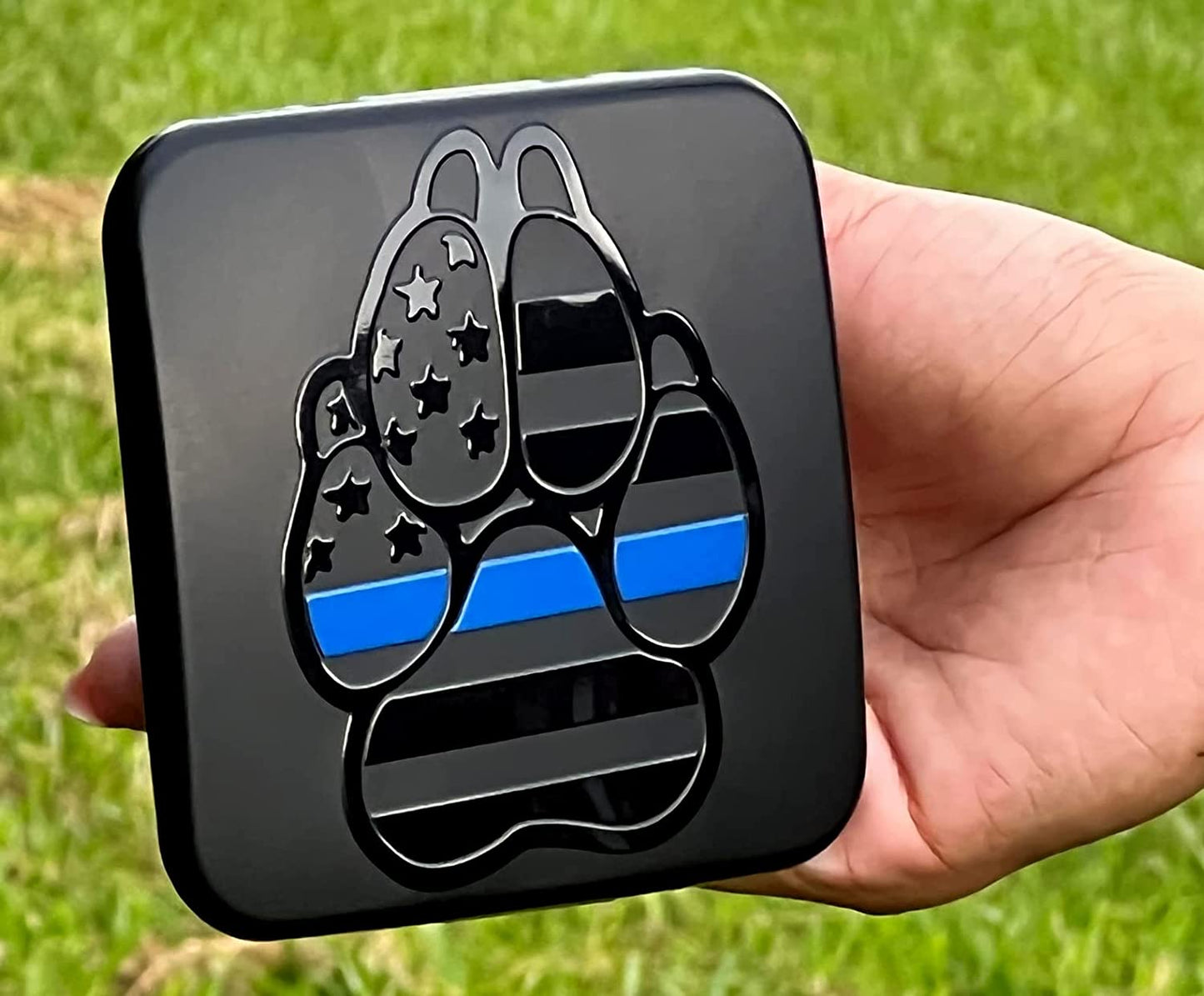 American Flag Dog Paw K9 Unit Hitch Cover Plug (Fits 2" or 2.5" Receivers)