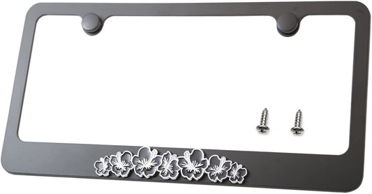 LFPartS Hibiscus 3D Flower Emblem Metal License Plate Frame