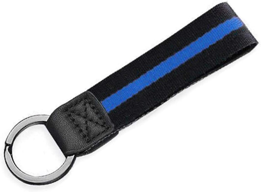 LFPartS Leather Ribbon Key Chain (Thin Blue Line Keychain)