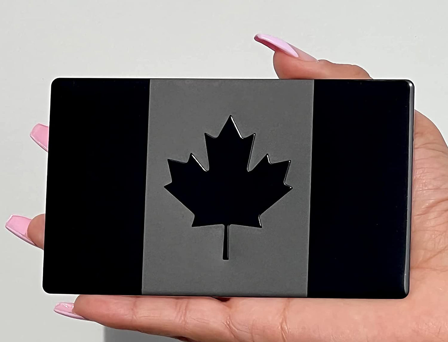 Canada Flag Black Metal Auto Emblem for Cars Trucks (5"x3", Black 2-Pack)