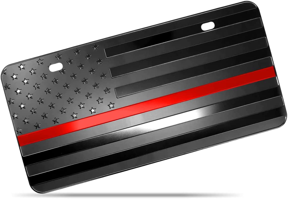 Red Line Black Flag License Plate
