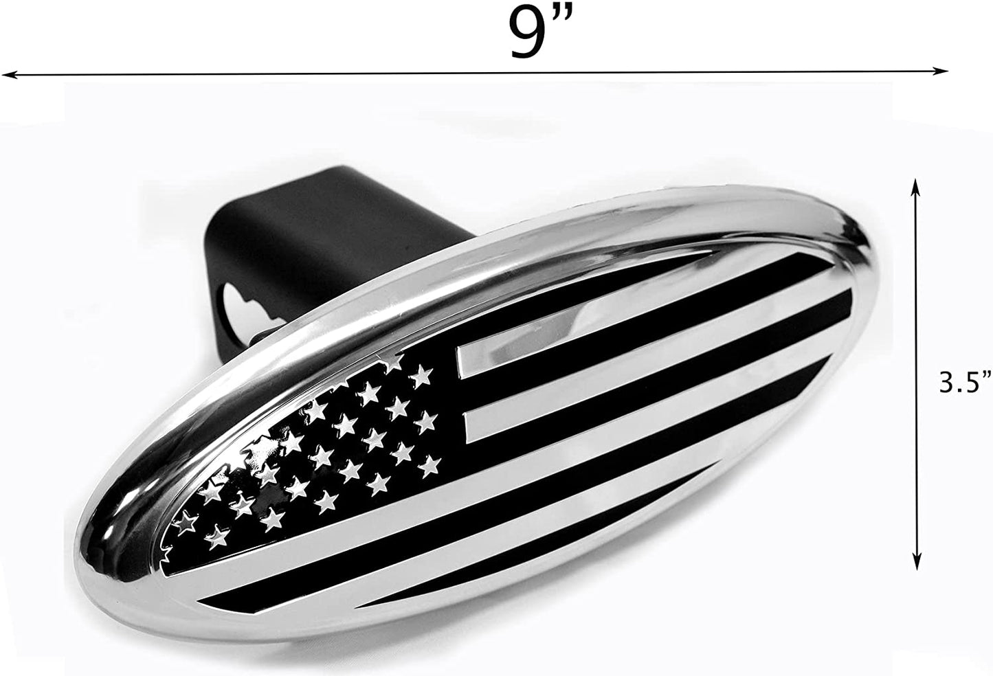 American Flag Black Oval Metal Trailer Hitch Cover (Fits 2", 2.5" Receivers)