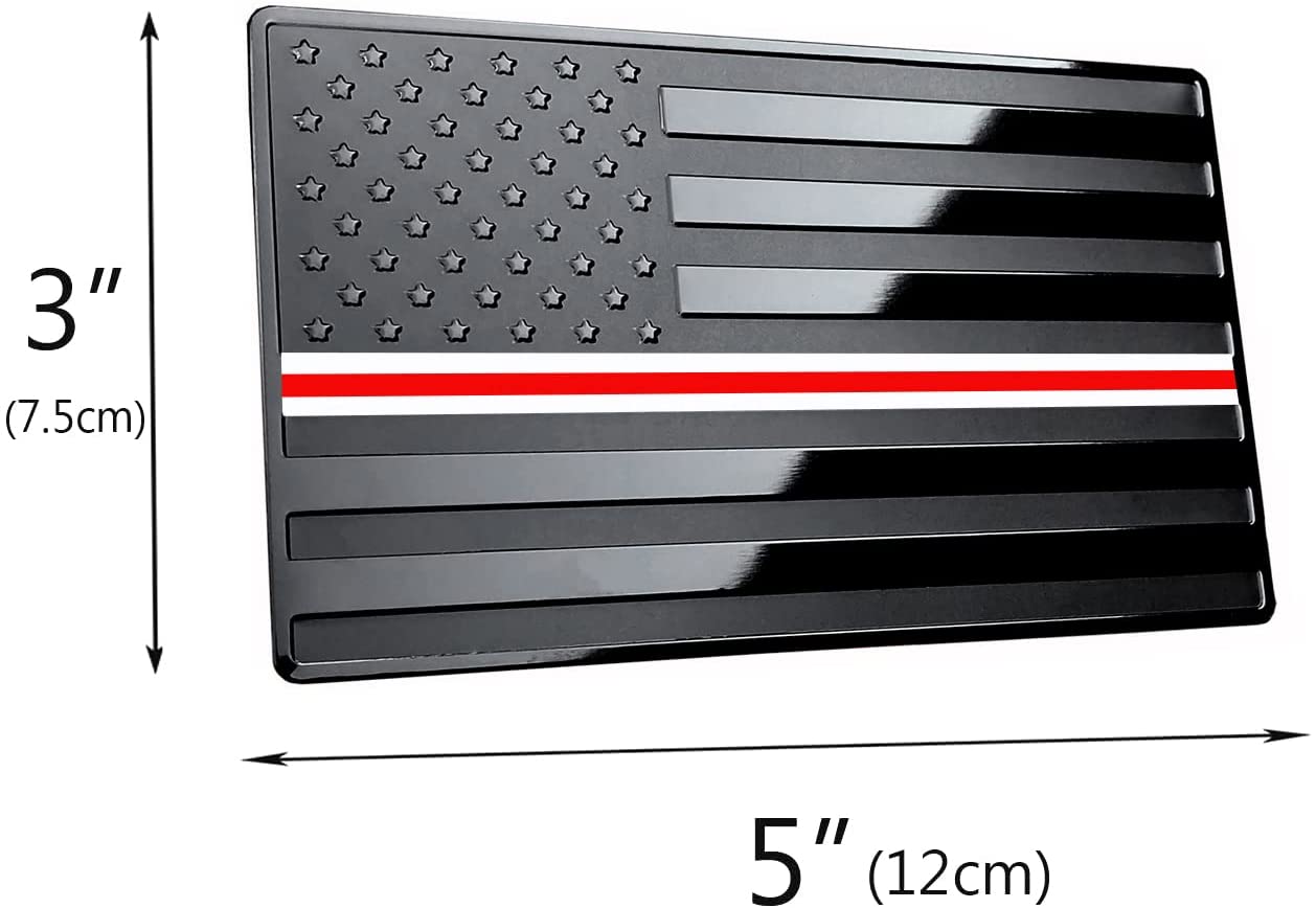 USA Black Metal Flag Emblem for Cars, Trucks 5"x 3" 1pcs (Nurse Support Line)