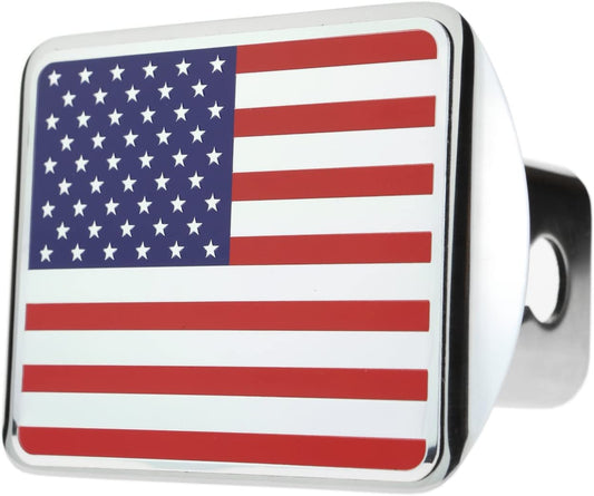 eVerHITCH Colored American Flag Stainless Steel Hitch Cover