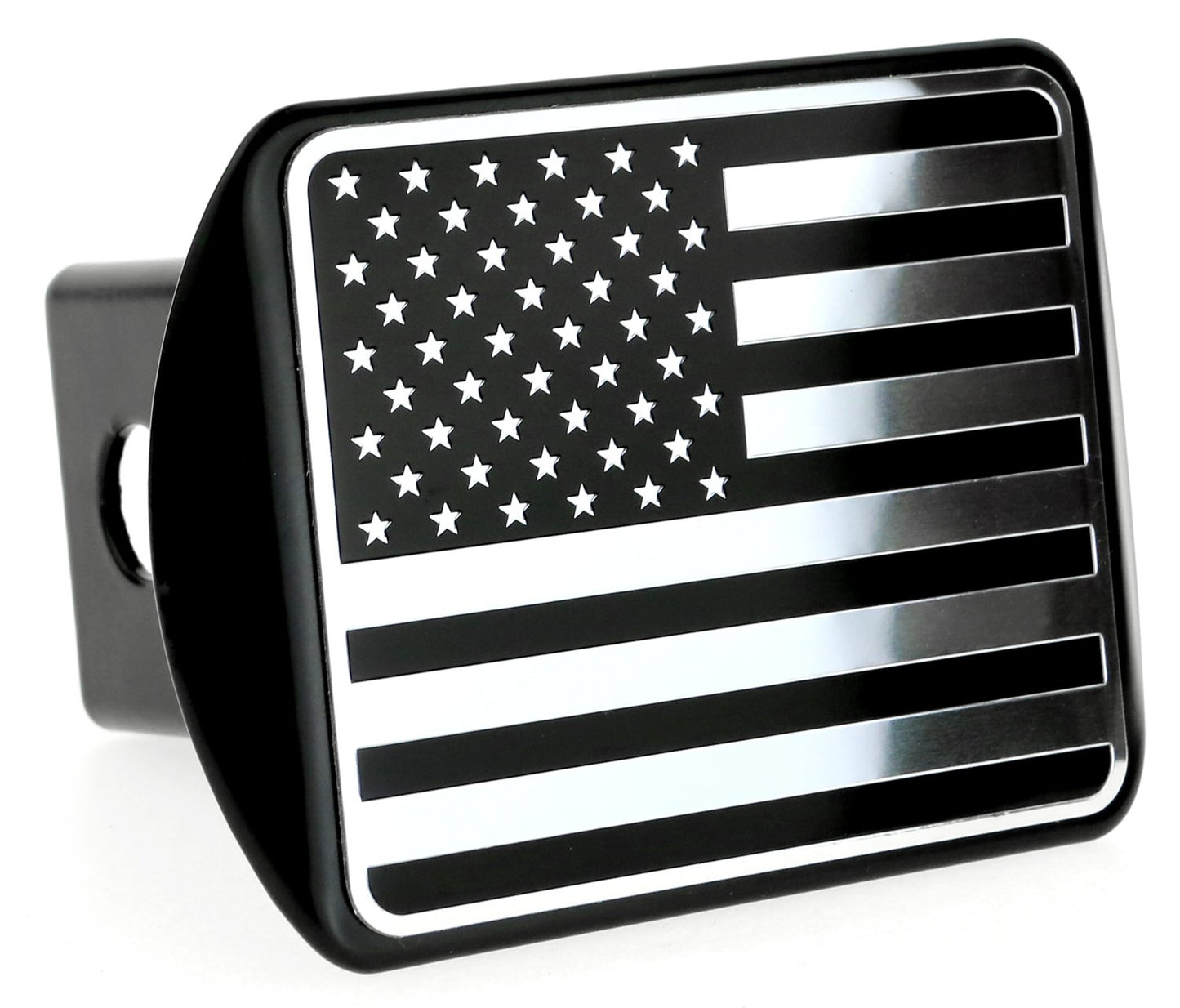 eVerHITCH American Black and Chrome Metal Flag Trailer Hitch Cover