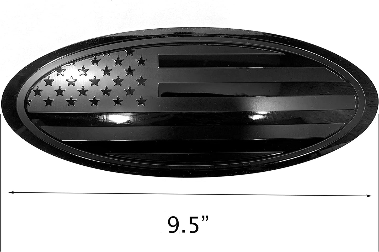 9.5" or 12" Black Flag Emblem Grille Aluminum Overlay American for Ford Rear Tailgate and Front