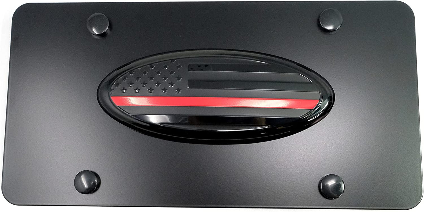 American Flag Stainless Steel License Plate (12"x6" 3D Oval Emblem)