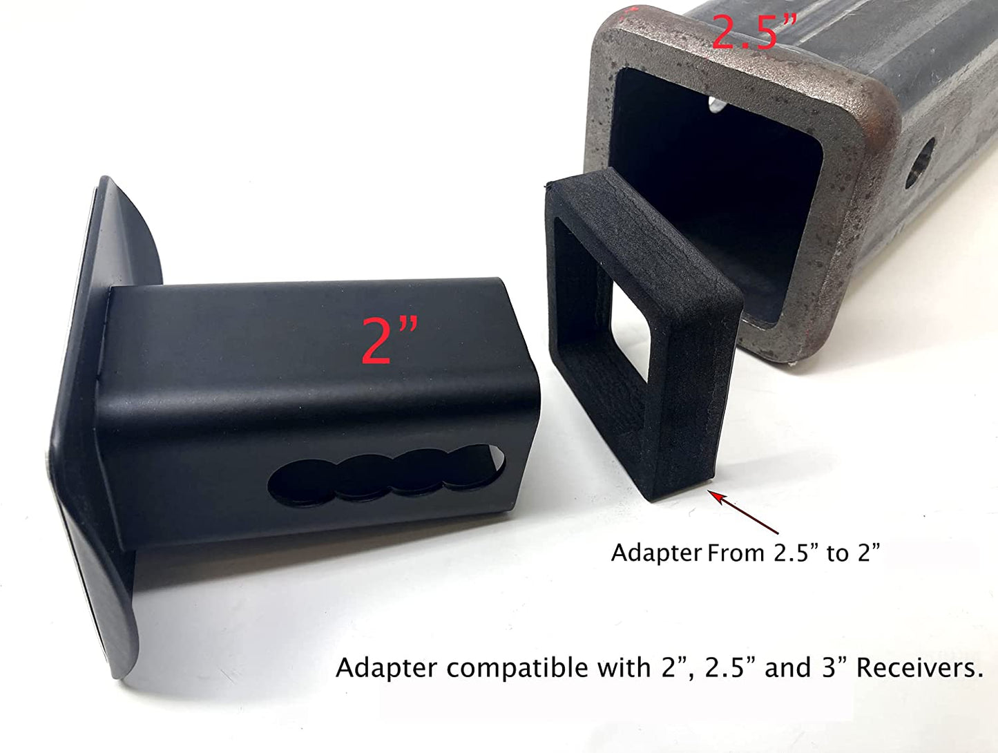 Hitch Cover Adapter Insert for Adapting Hitch Cover to Various Size Hitch RECEIVERS, Fits 3", 2.5" and 2" Receivers