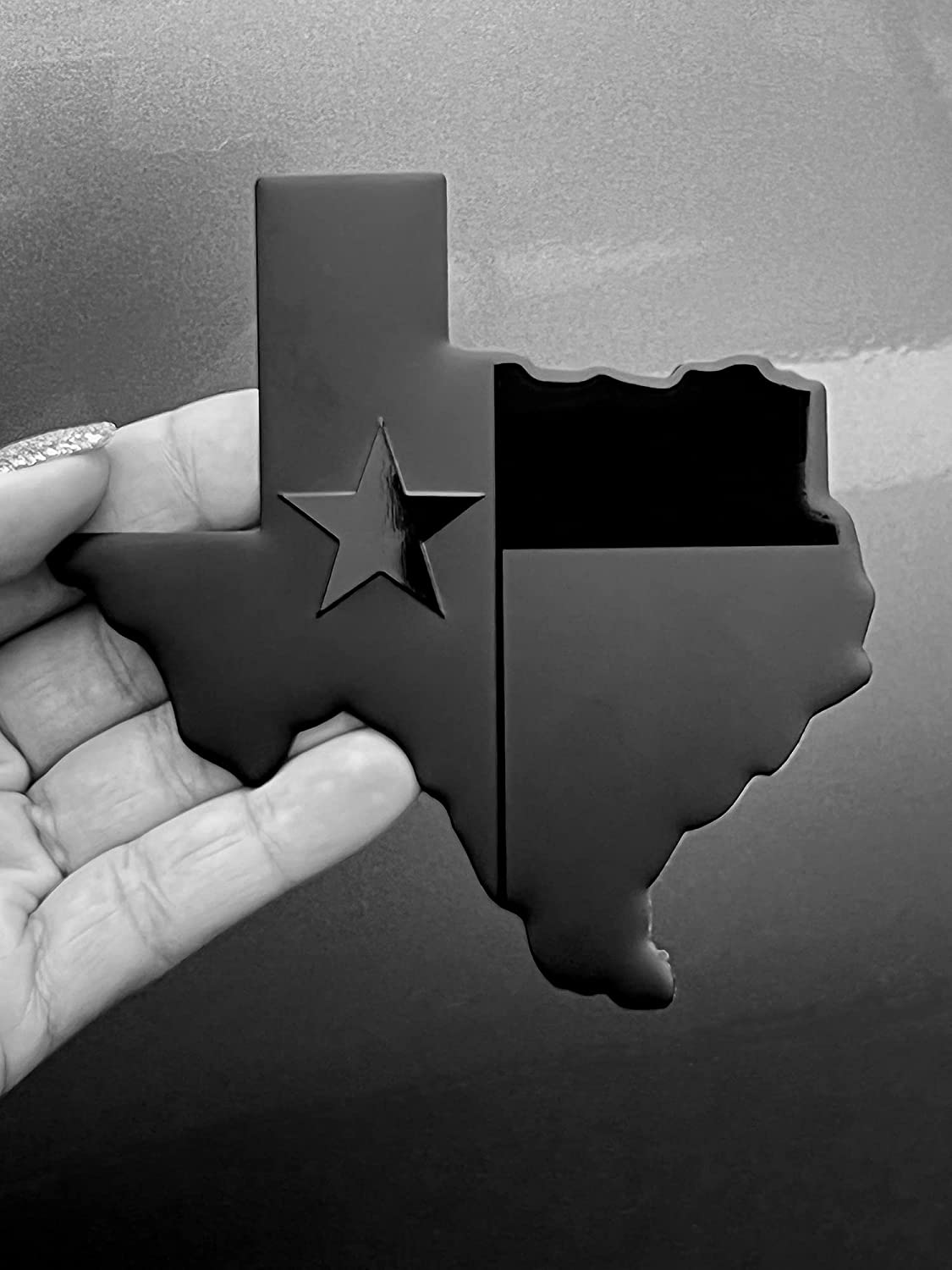 Texas State Flag Metal Flag Auto Fender Emblem (4"x3", Black)