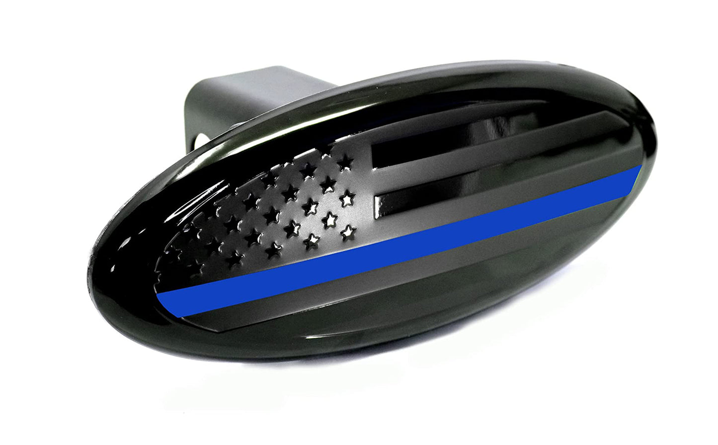 American Flag Black Oval Metal Trailer Hitch Cover (Fits 2", 2.5" Receivers)