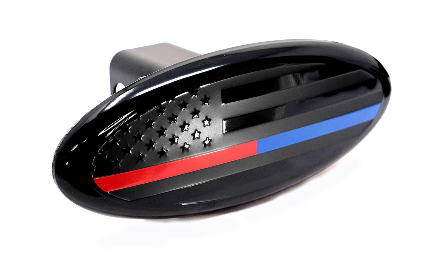American Flag Black Oval Metal Trailer Hitch Cover (Fits 2", 2.5" Receivers)