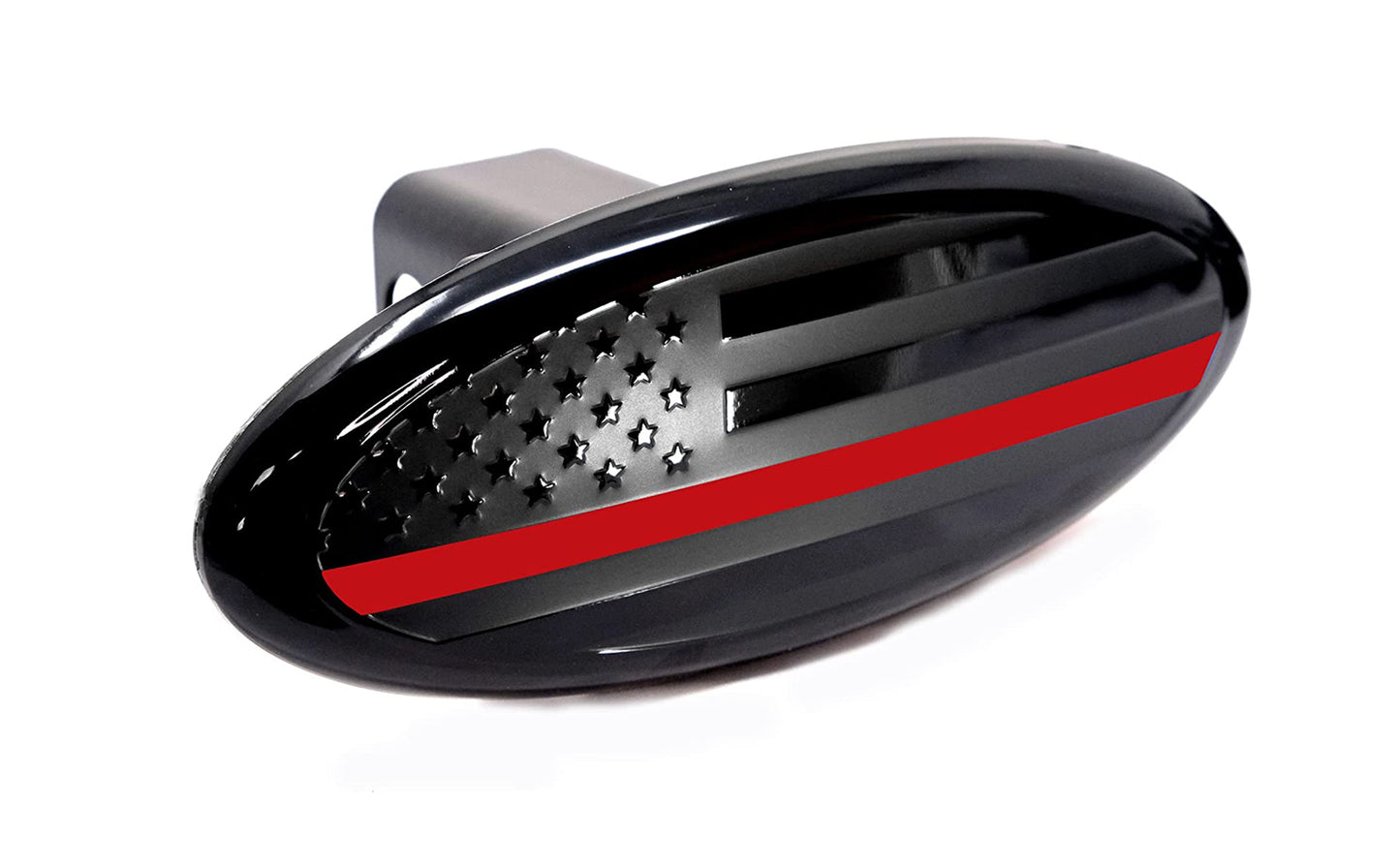 American Flag Black Oval Metal Trailer Hitch Cover (Fits 2", 2.5" Receivers)