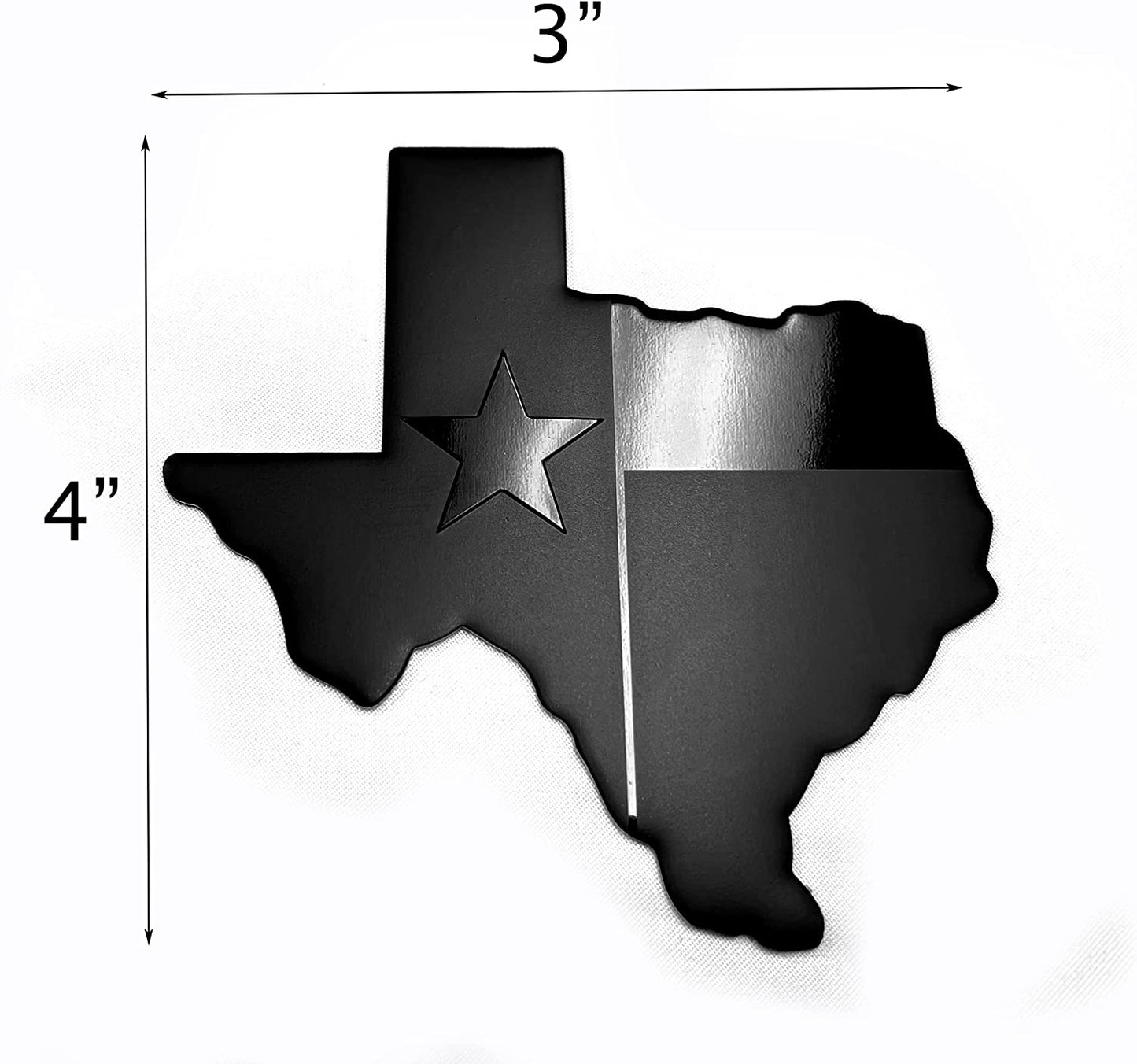 Texas State Flag Metal Flag Auto Fender Emblem (4"x3", Black)