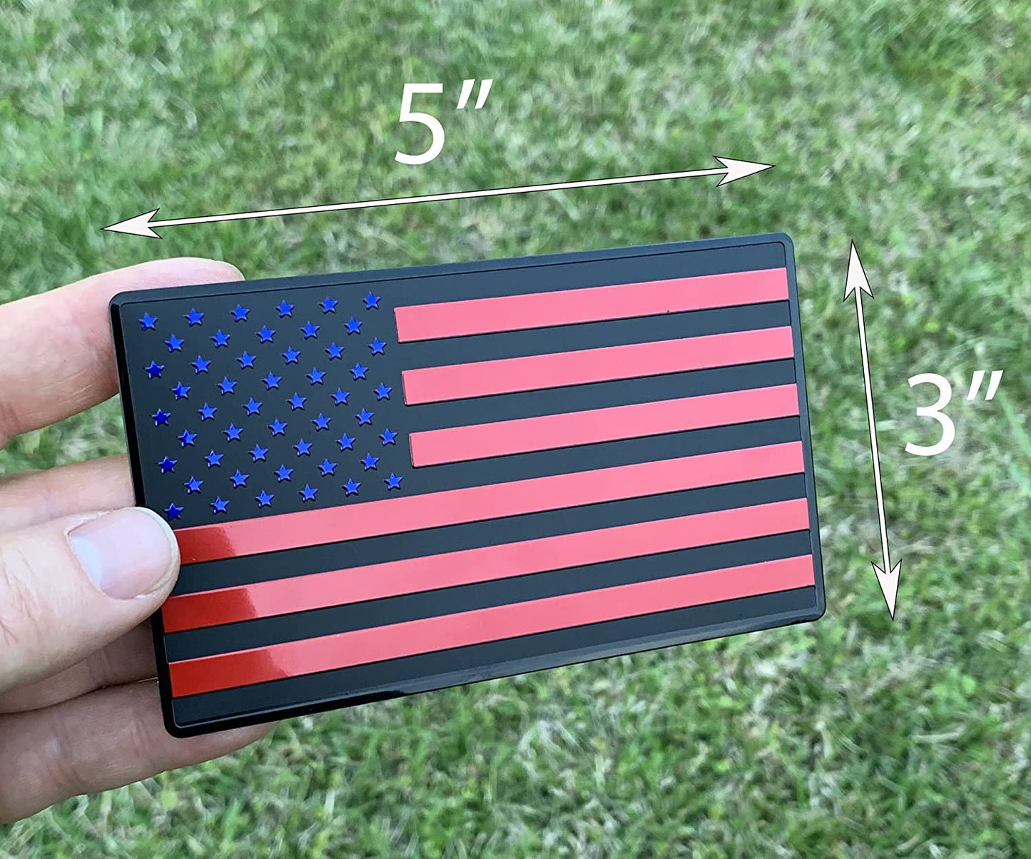 USA American 3D Metal Flag Auto Emblem for Cars Trucks 2pcs Forward and Reverse Set (5"x3", Black Red Blue)