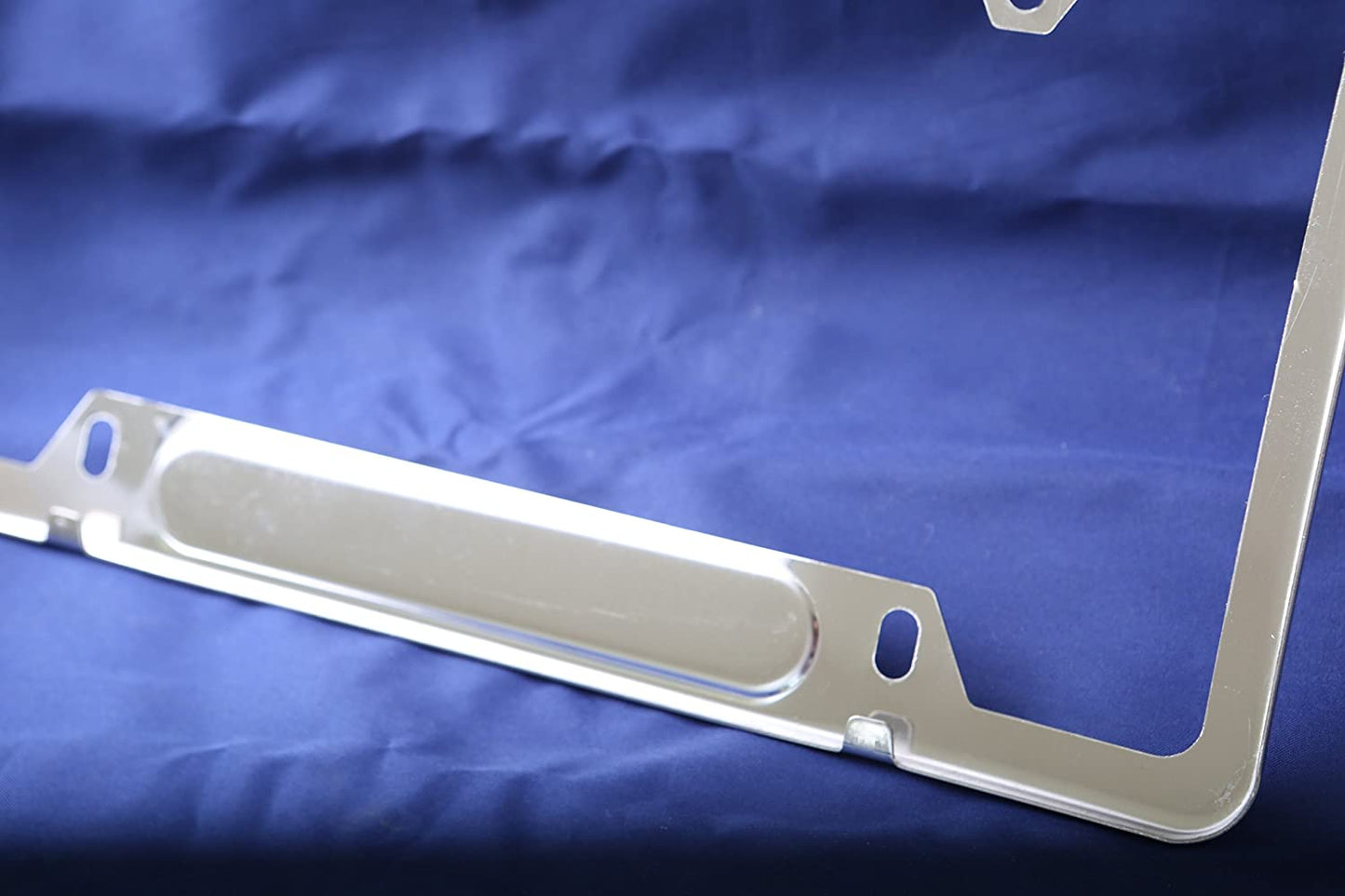 LFPartS Stainless Steel Polished Mirror License Plate Frame (Thin Blue Line) for Cars, Trucks Show Support of Police and Law Enforcement Officers